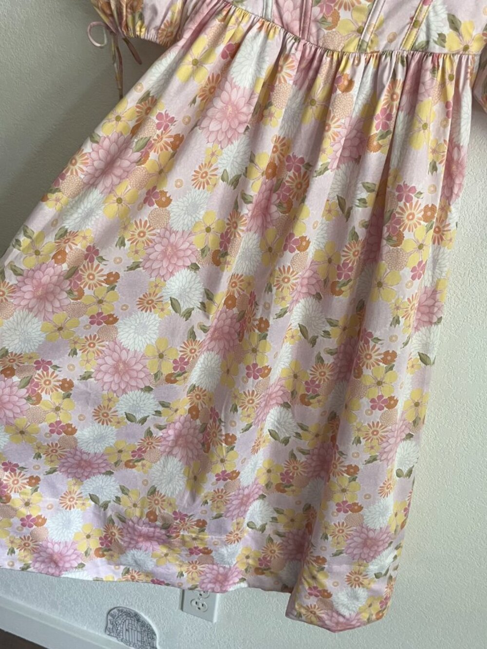 For Love and Lemons Floral Open Back Puff Sleeve Midi Carrie Dress NWT - Picture 5 of 7